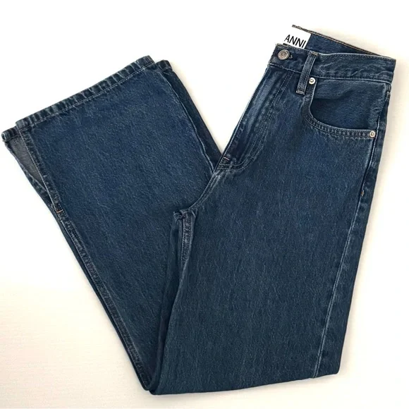 GANNI X Levi’s Cropped Jeans Side Slit High Rise Relaxed Fit Size 26 - Picture 3 of 7